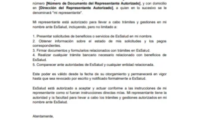 ejemplo de Carta Poder Essalud
