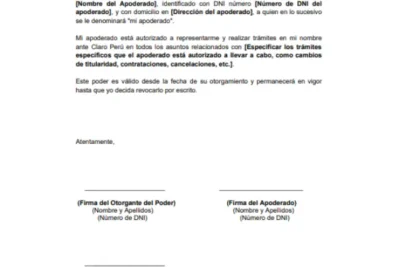 ejemplo de Carta Poder Notarial Claro Peru