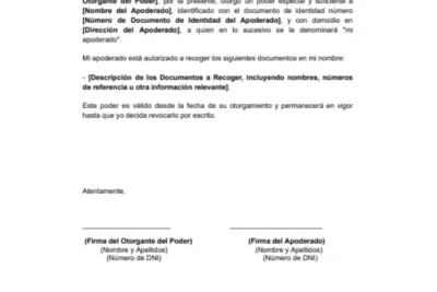 ejemplo de Carta Poder Notarial para recoger documentos