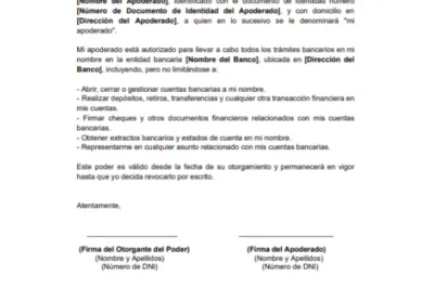 ejemplo de Carta Poder Notarial para trámites bancarios