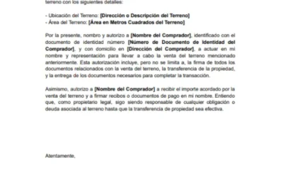 ejemplo de Carta Poder Notarial para venta de terreno