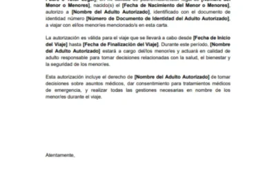 ejemplo de Carta Poder Notarial para viajar con niños