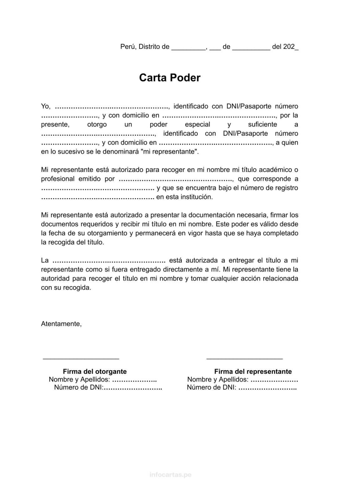 ᐅ Carta Poder Simple para Recoger Título » Online, Word, PDF